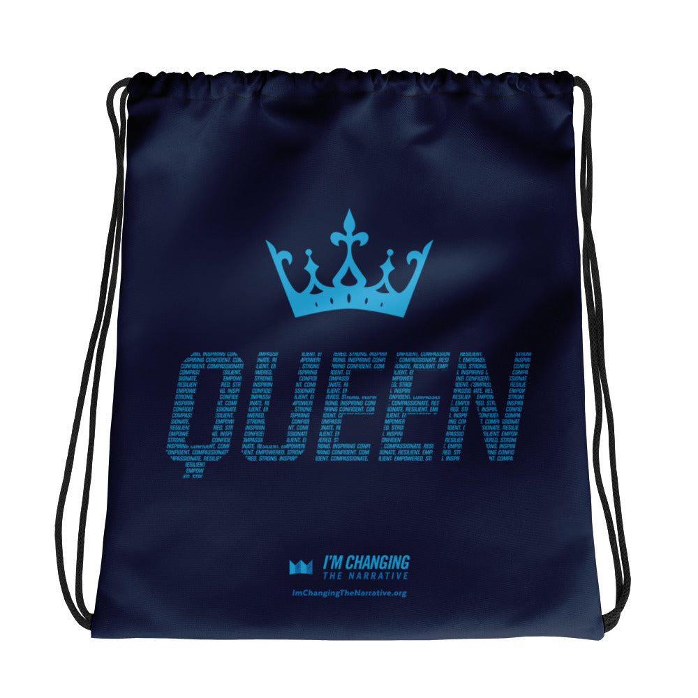 Blue QUEEN Drawstring Bag