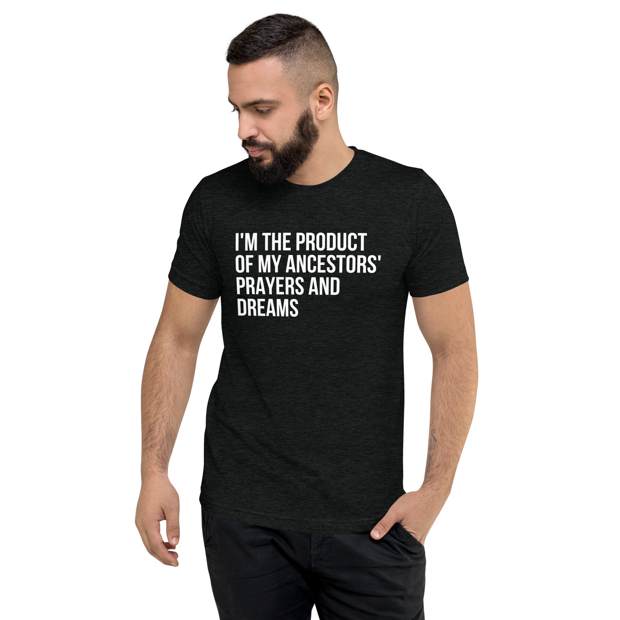 Ancestors' Prayers and Dreams - Short sleeve t-shirt (White Text)