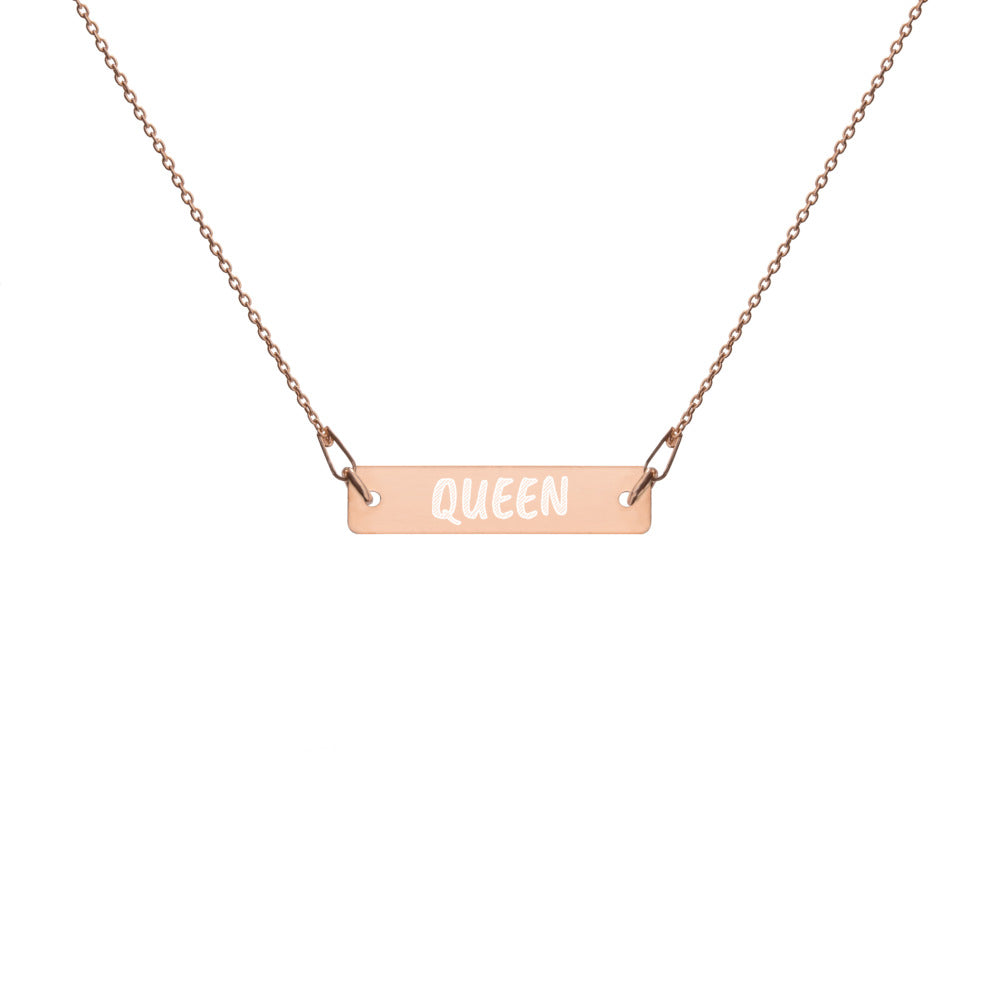 Queen Engraved Bar Chain Necklace