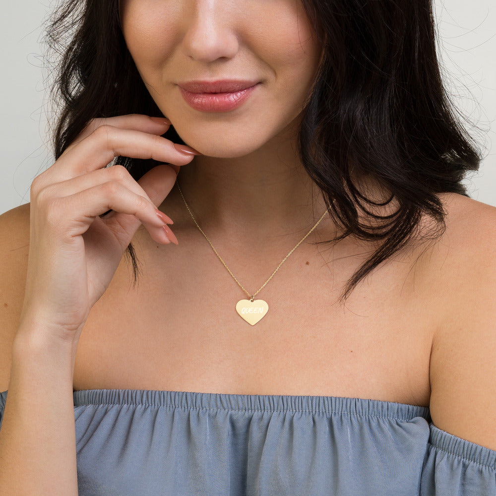 Queen Engraved Heart Necklace